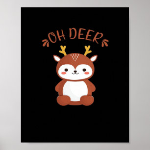 Poster Oh Deer Kawaii Deer Estilo de Arte Divertido