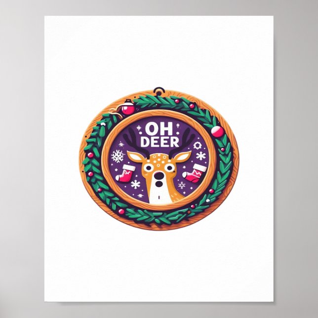 Poster Oh Deer Natal Design Festivo de Férias  (Frente)