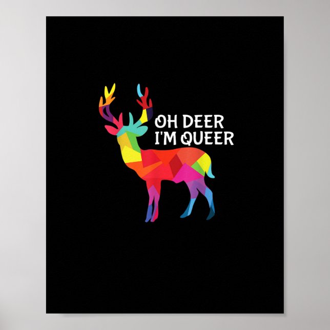 Poster Oh Deer Queer Funny Pun LGBT Pride Design (Frente)
