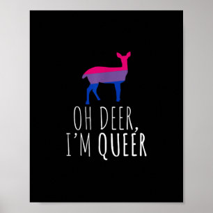 Poster Oh Deer Queer Orgulho Bissexual Orgulho Gay Lésbic
