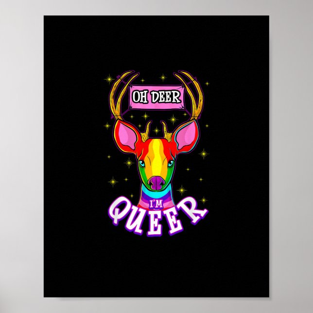 Poster Oh Deer Queer Pride Month Celebration Gift  (Frente)