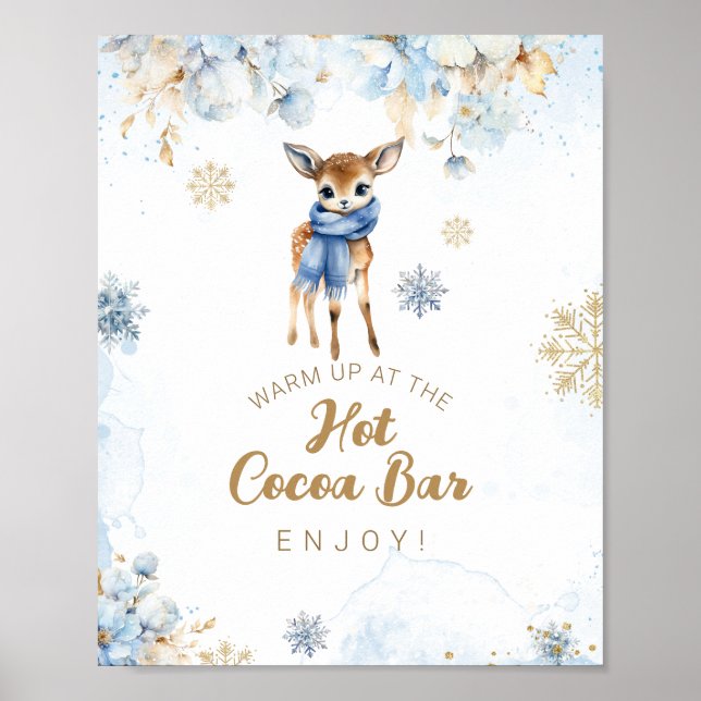 Poster Oh Deer Winter Baby Boy Chá Bar Cacau (Frente)