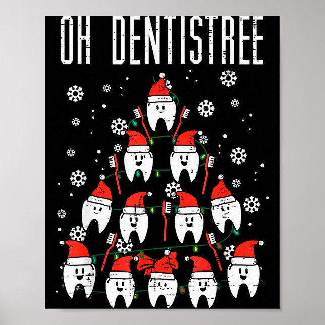 Poster Oh Dentistree Christmas Tree Teeth Dentistry Denta (Frente)