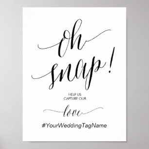Póster Oh Hashtag Wedding instantâneo assina dentro o