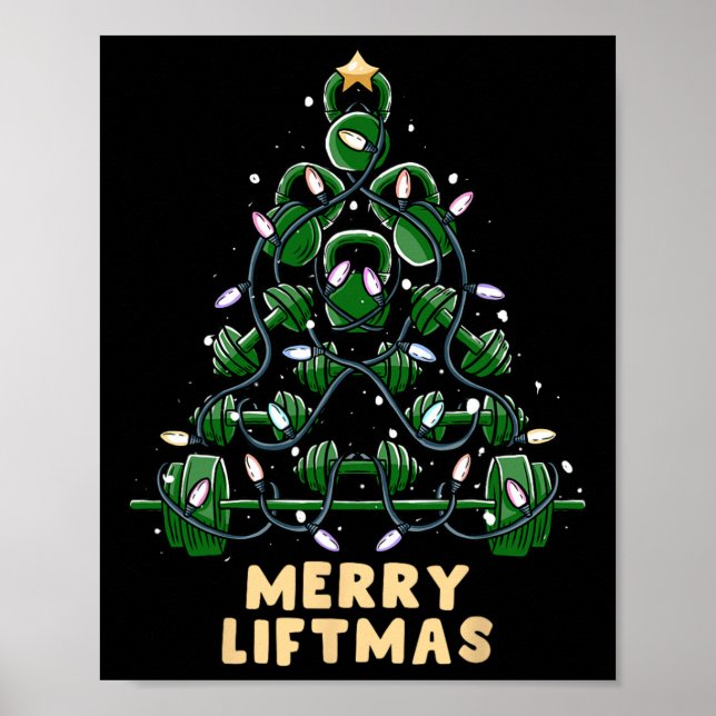 Poster Oh Liftmas Tree Kettlebell Gym Ugly Natal (Frente)