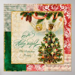 Póster Oh partitura santamente da canção de natal do