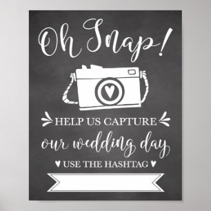 Póster Oh Sinal de Hashtag de Casamento Snap