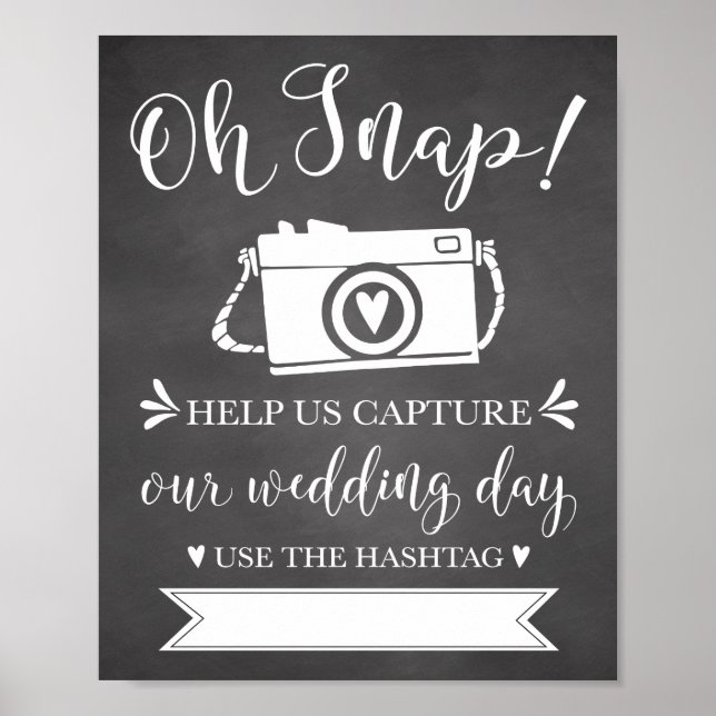 Póster Oh Sinal de Hashtag de Casamento Snap (Frente)