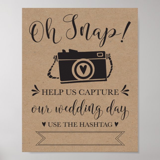 Póster Oh Sinal de Hashtag de Casamento Snap (Frente)