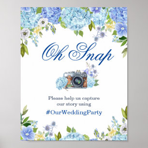 Poster Oh Sinal de Instagram Hydrangeas Azuis Verde
