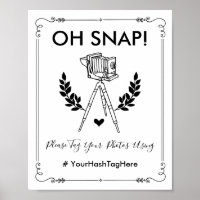 Oh Snap Antigo Casamento Botânico Hashtag Selfie