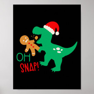 Poster Oh Snap Biscoito De Natal Dinossauro Papai Noel Na
