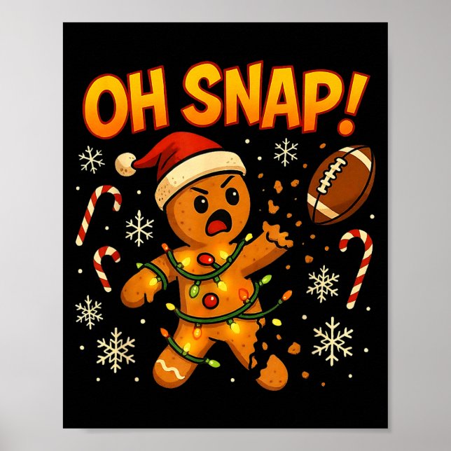 Poster Oh Snap Funny Gingerbread Football Christmas Light (Frente)