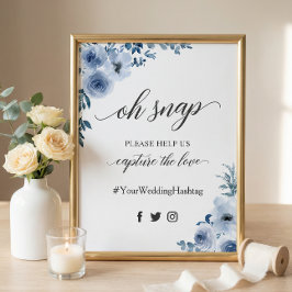 Poster Oh Snap Hashtag Boêmio Azul Empoeirado Sinal Flora