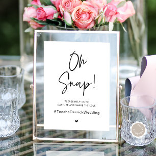 Poster Oh Snap, Hashtag de Casamento, Minimalista Moderno