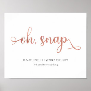 Poster "Oh Snap" Rosa Dourado moderno hashtag Sinal de Ca