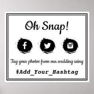 Poster Oh, Snap! Sinal de Casamento da Hashtag da Mídia S