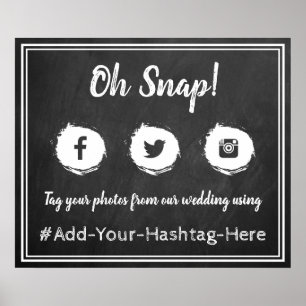 Poster Oh, Snap! Sinal de Casamento da Hashtag da Mídia S