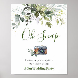 Poster Oh Snap Watercolor Eucalyptus Hashtag Sinal de Cas