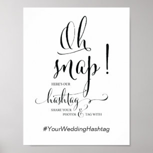 Póster Oh tema Wedding instantâneo da caligrafia do sina