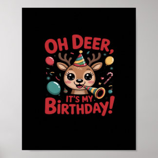 Poster Oh Veado É Meu Aniversário Rena Fofo Espiritual
