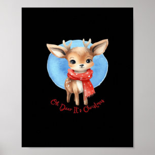 Poster Oh Veado É Natal Design Clássico Retrô 