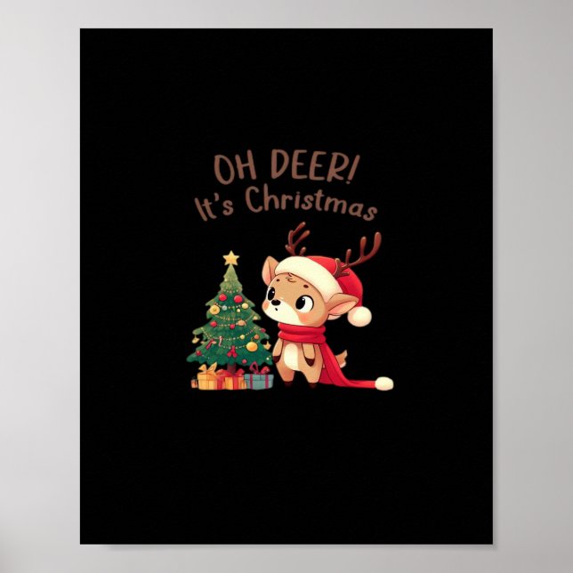 Poster Oh Veado É Natal Estilo Estético Moderno  (Frente)