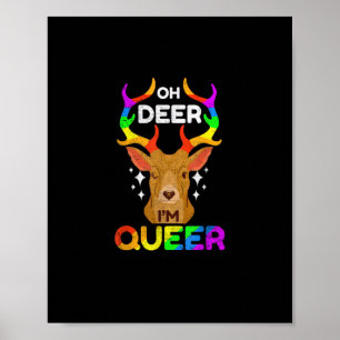 Poster Oh Veado Queer Divertido Orgulho LGBTQ Conscientiz