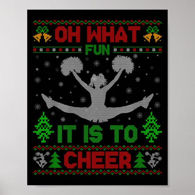 Poster Oh What Fun It Is To Cheer Xmas Cheerleading Ugly  (Frente)