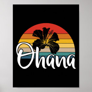 Poster Ohana Hawaii Hibiscus Flower 70s - Holi da Família