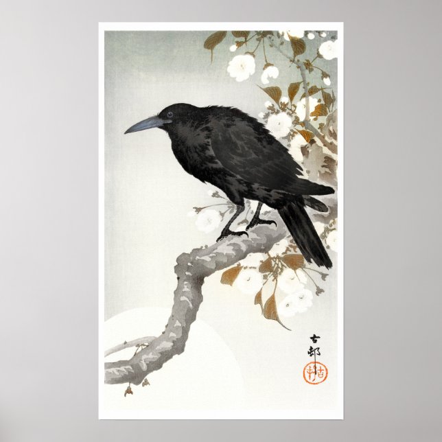 Poster Ohara Koson A Crow e a Lua Cheia (Frente)