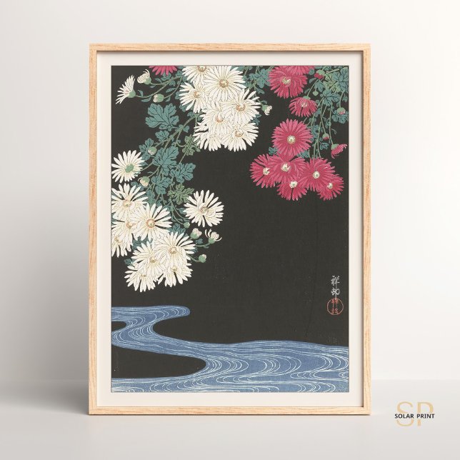 Poster Ohara Koson Chrysanthemum e Running Water Japan (Criador carregado)