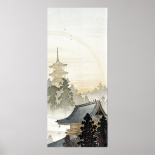 Poster Ohara Koson Pagoda e Rainbow