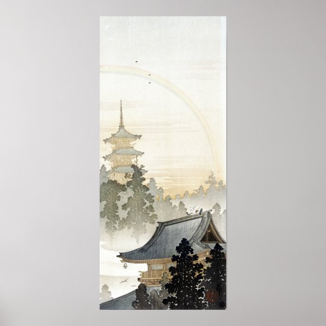 Poster Ohara Koson Pagoda e Rainbow (Frente)