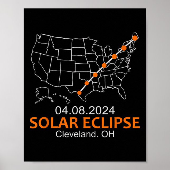 Poster Ohio 2024 Eclipse Solar Total (Frente)
