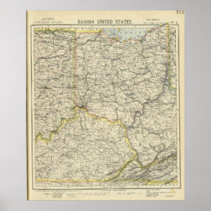 Póster Ohio, Indiana, Kentucky, West Virginia