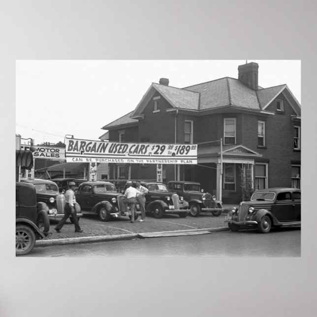 Póster Ohio Used Car Lot, 1938 (Frente)