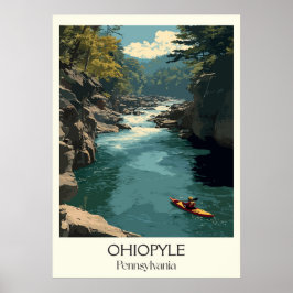 Poster Ohiopyle Pensilvânia Vintage Whitewater River Art