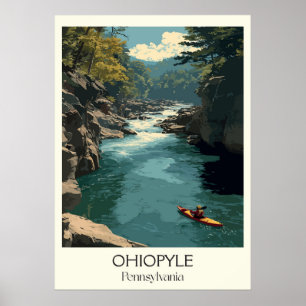 Poster Ohiopyle Pensilvânia Vintage Whitewater River Art