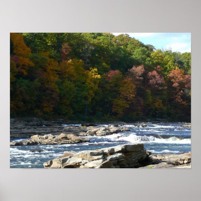 Póster Ohiopyle River Rapids in Fall Pennsylvania Autumn (Frente)