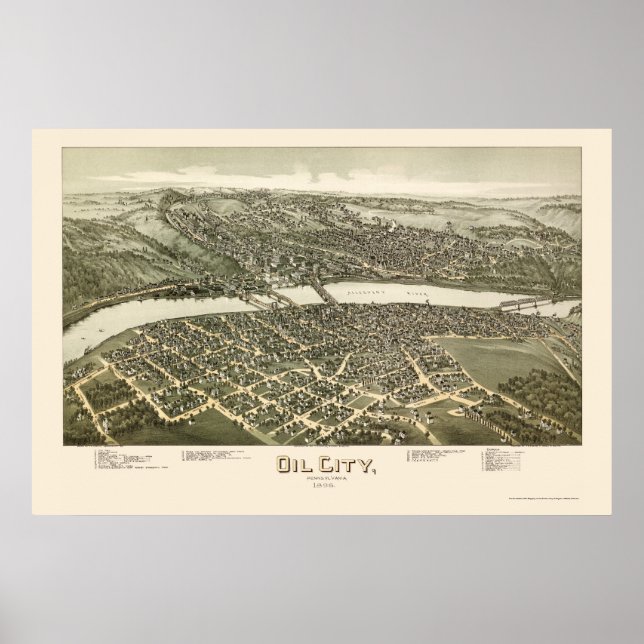 Póster Oil City, PA Panorâmica - 1896 (Frente)