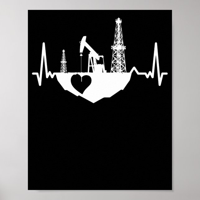 Poster Oilfield Worker Rig Drill Roughneck Hearbeat (Frente)