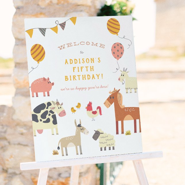 Poster Oink Baa Quack Moo Farm Festa de aniversário (Criador carregado)