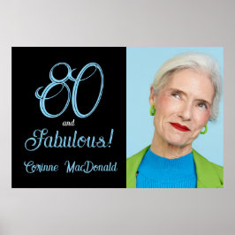 Poster Oitenta Azul Ártico e Fabuloso Aniversário de 80 a