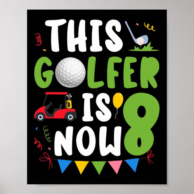 Poster Oito anos de golfe Festa de aniversário (Frente)