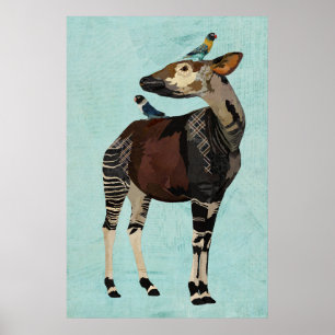 POSTER OKAPI & FEATHERS
