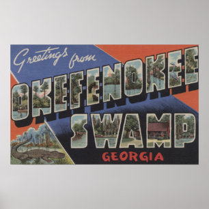 Poster Okefenokee Swamp, Georgia - Large Letter Scenes