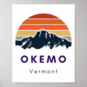 Poster Okemo Vermont Skiing Snowboard Hikers Oferece