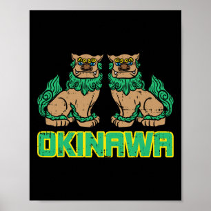 Poster Okinawa Guardian Lion Shisa Japão Marcial