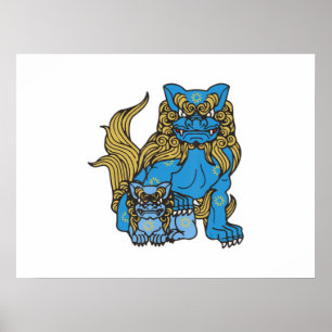 Poster Okinawa Japão Uchinanchu Shisa Dog Ryukyu Island S